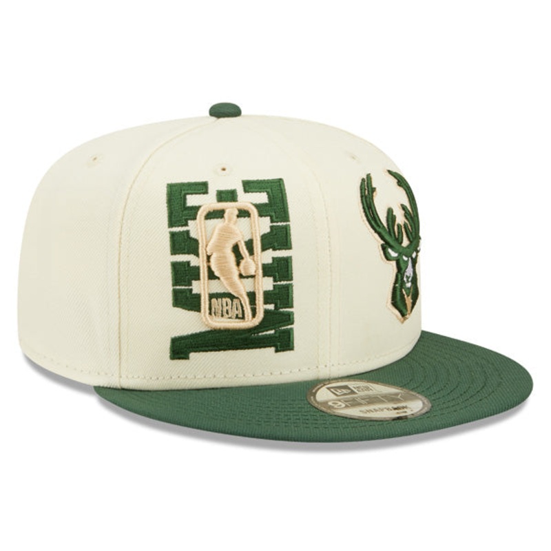 Milwaukee Bucks New Era 2022 NBA Draft 9FIFTY Snapback Adjustable Hat – Cream/Pine