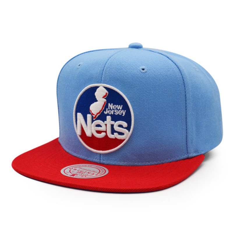 New Jersey Nets Mitchell & Ness CLASSIC 2Tone Snapback Hat – Sky/Red