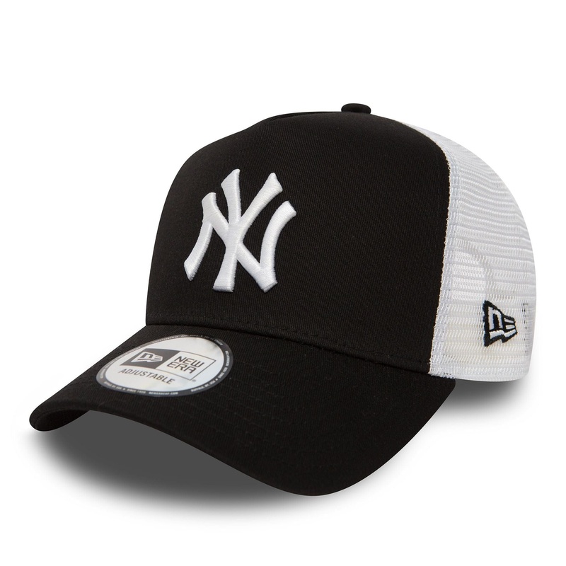 New York Yankees Clean Black A-Frame Trucker Cap OSFA