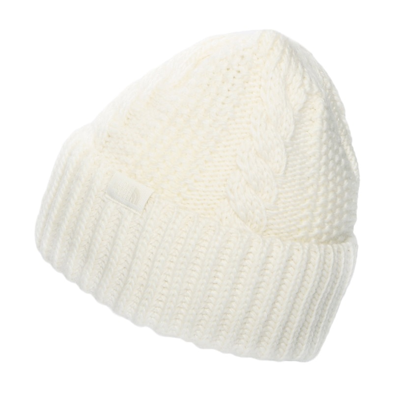 The North Face Hats Womens Oh Mega Cable Knit Cuffed Beanie Hat – Off White 1-Size