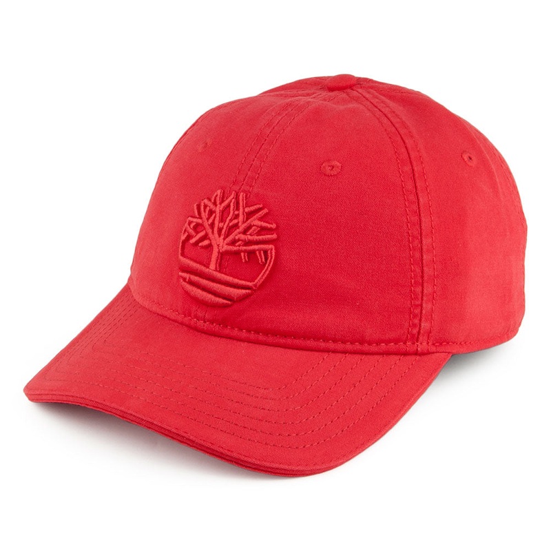 Timberland Hats Soundview Cotton Canvas Baseball Cap – Red Adjustable