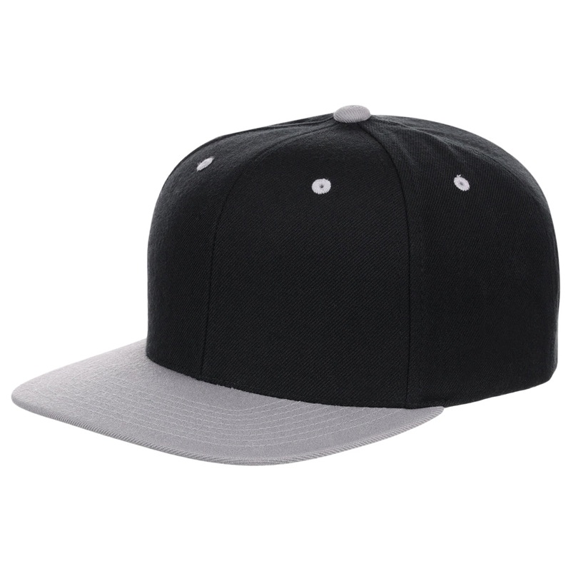 YP Classics Blank Snapback – Black/Grey Adjustable