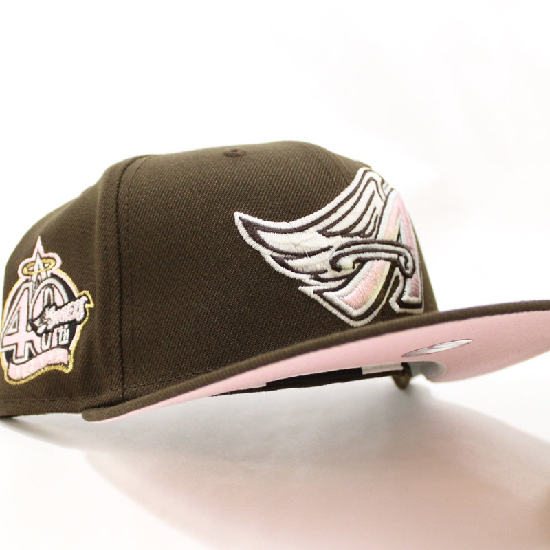 Anaheim Angels 40th Anniversary New Era 59Fifty Fitted Hat (GITD Walnut Pink Under Brim) 7 1/2