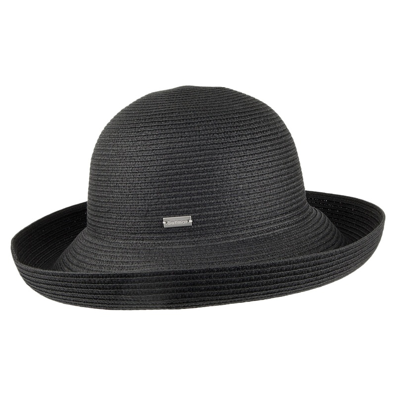 Betmar Hats Classic Roll Up Sun Hat – Black 1-Size