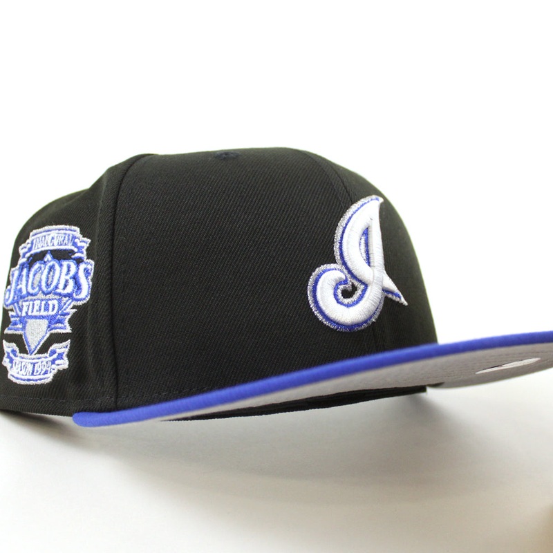 Cleveland Indians Jacobs Field New Era 59Fifty Fitted Hat (Irvington 2.0 Black Blue Gray Under Brim) 6 7/8