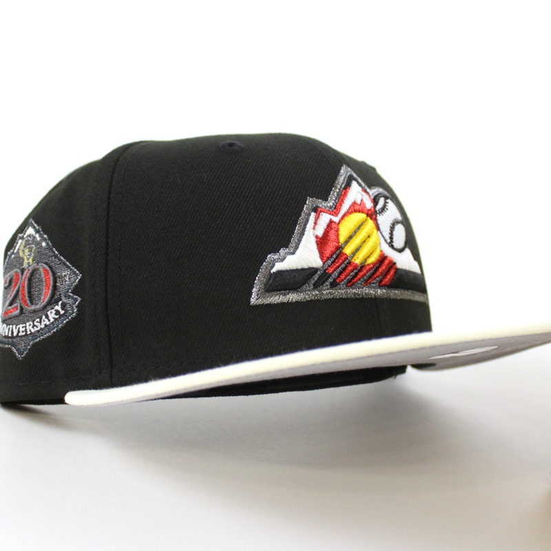 Colorado Rockies 20th Anniversary New Era 59Fifty Fitted Hat (Black Chrome White Gray Under Brim) 7