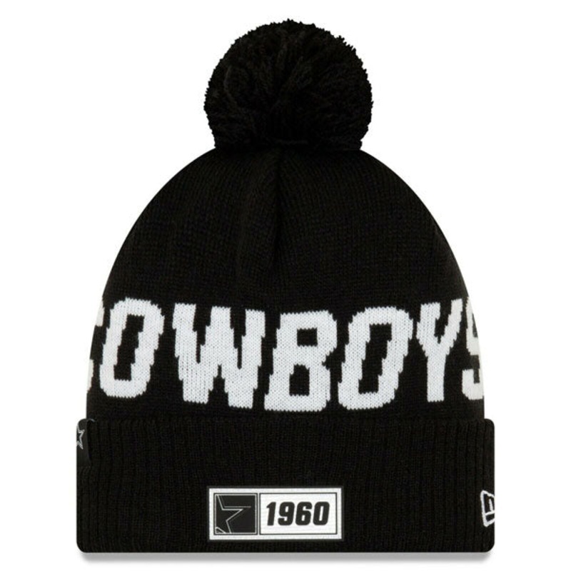Dallas Cowboys New Era 2019 NFL Fashion Home SPORT KNIT Cuffed Pom Hat – Black