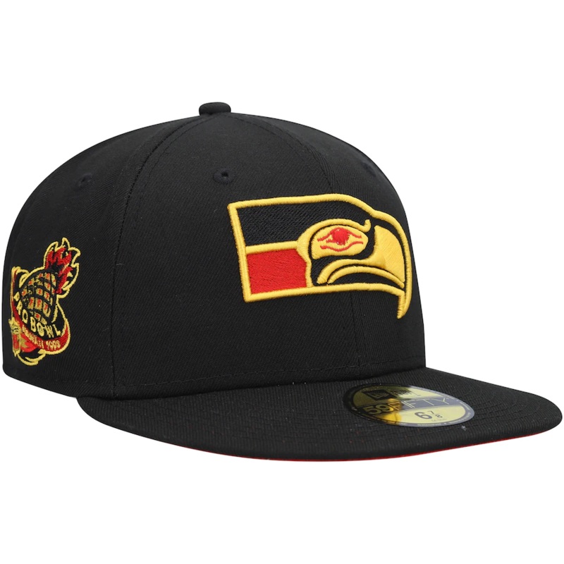 New Era Seattle Seahawks Black 1998 Pro Bowl Cobra Kai 2022 59FIFTY Fitted Hat