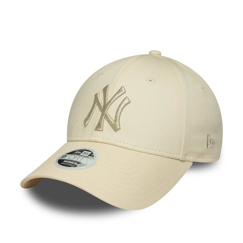 New York Yankees Womens MLB Metallic Logo Cream 9FORTY Adjustable Cap OSFM