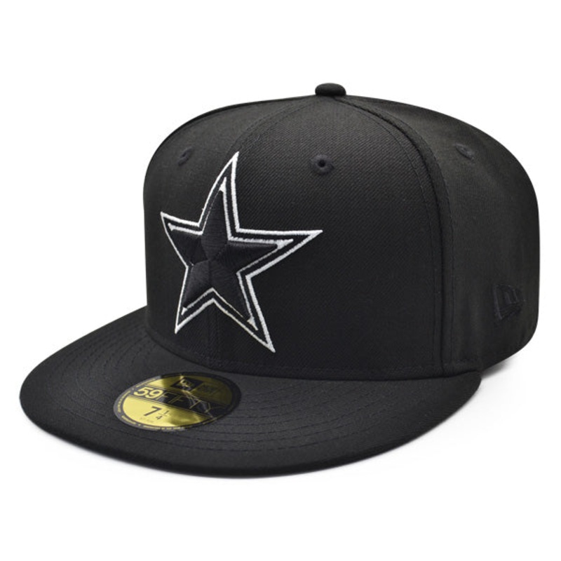 Dallas Cowboys CLASSIC BLACK-WHITE Exclusive New Era 59Fifty Fitted NFL Hat 6 7/8