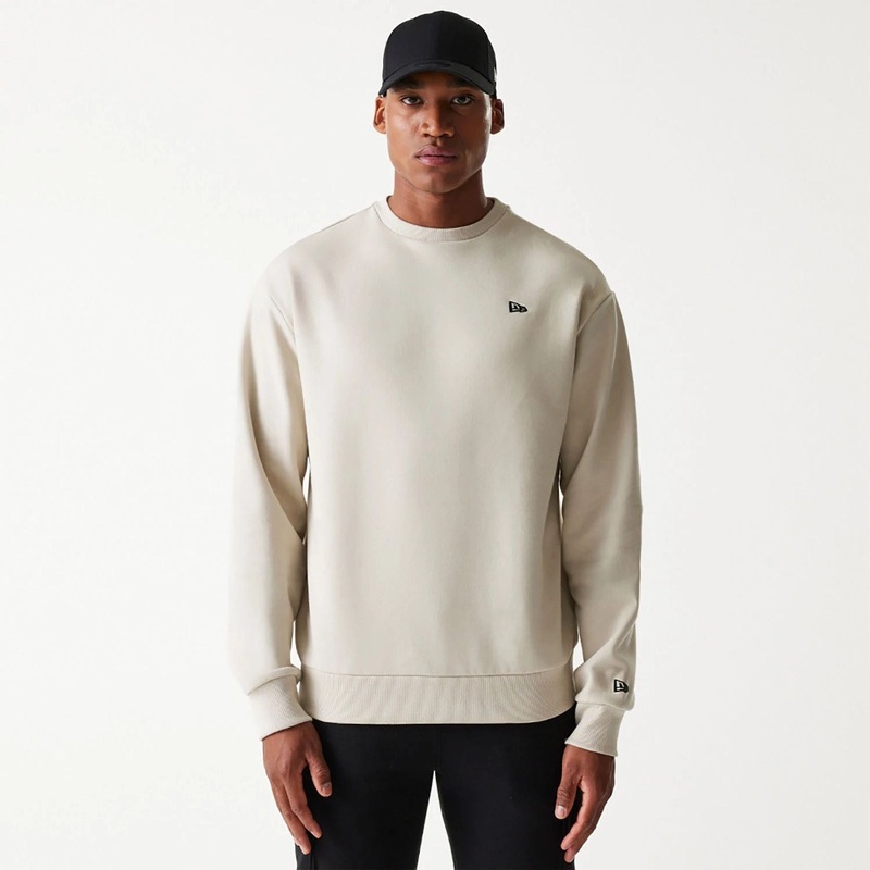 New Era Essential Light Beige Oversized Crewneck Sweater XS
