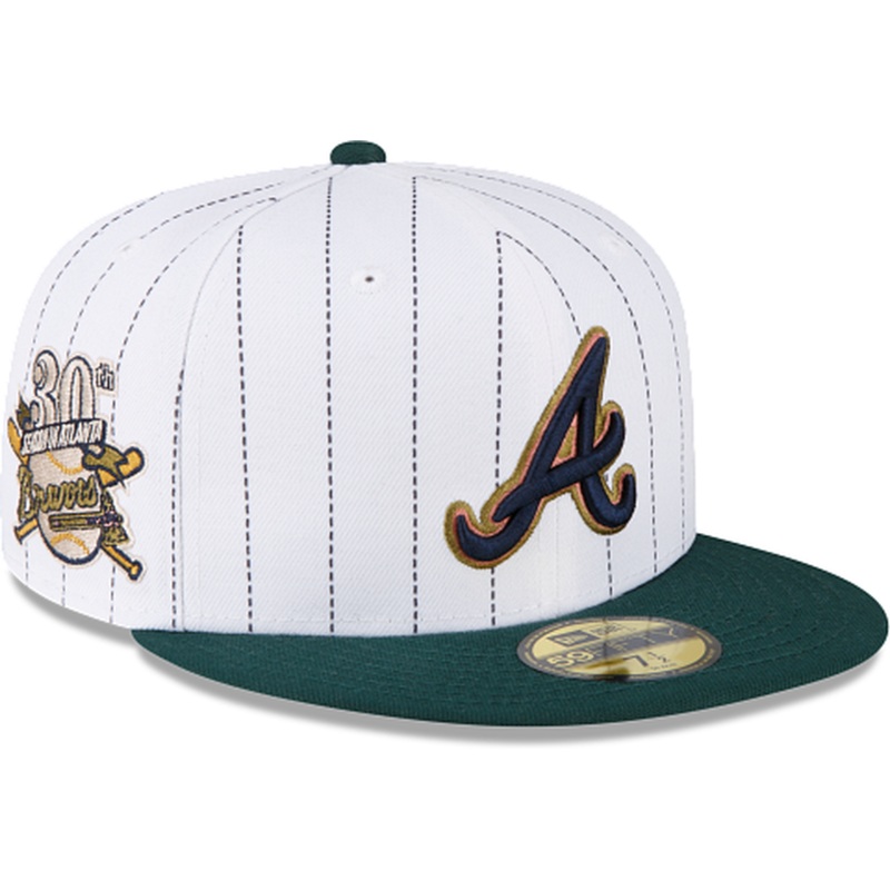 New Era Just Caps White Pinstripe Atlanta Braves 59FIFTY Fitted Hat