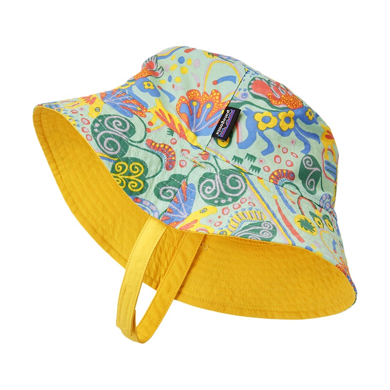 Patagonia Hats Baby Meadow Moose Reversible Sun Bucket Hat – Light Green-Yellow 6-12 Months