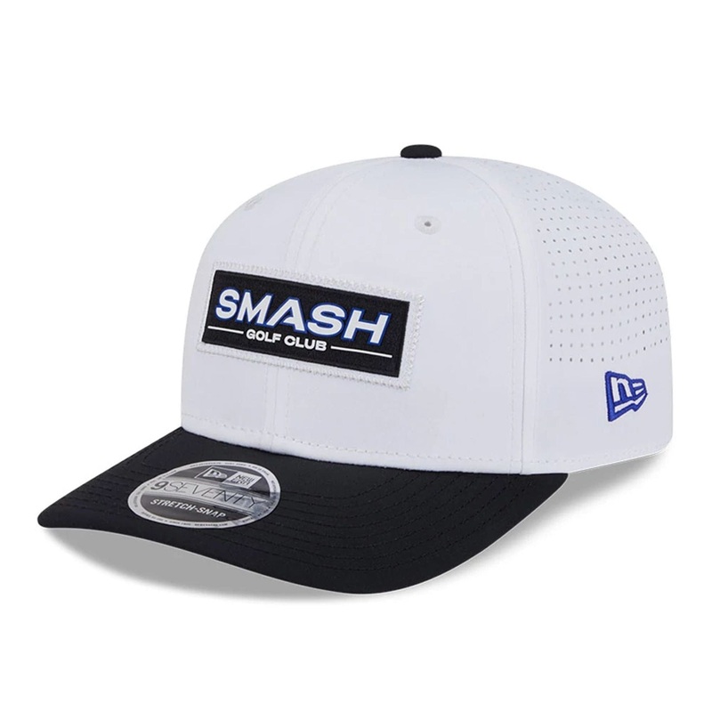Smash Patch LIV Golf 2025 White 9SEVENTY Stretch Snap Adjustable Cap OSFM