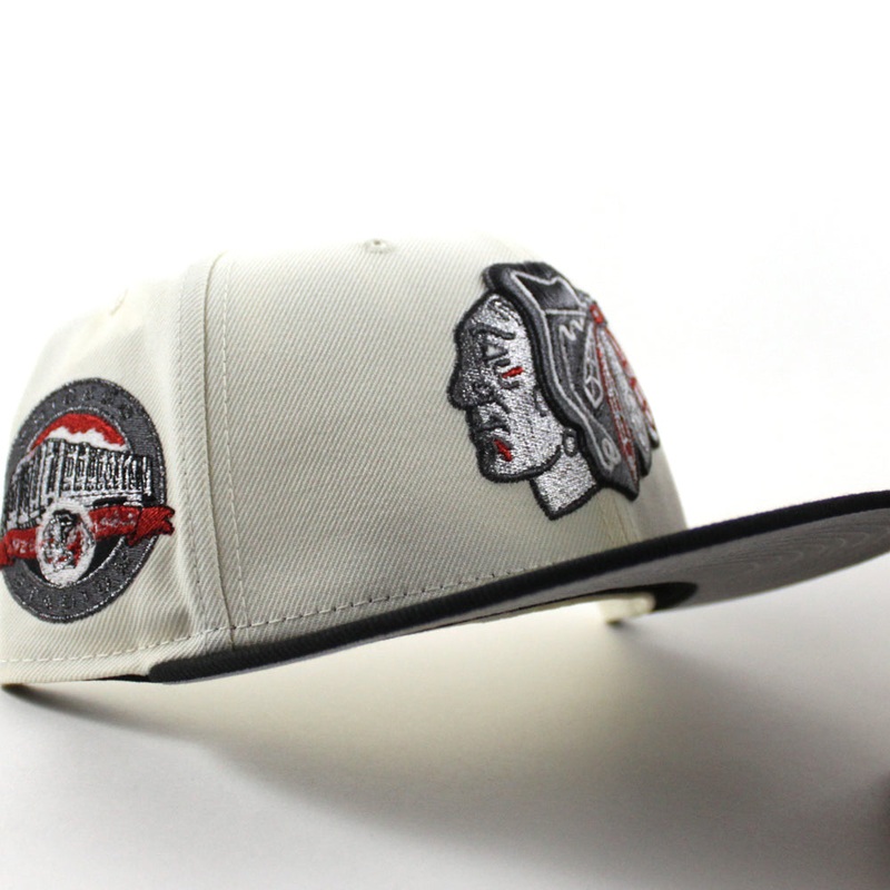 Chicago Blackhawks Chicago Stadium Patch New Era 59Fifty Fitted Hat (Chrome White Black Gray Under brim) 7
