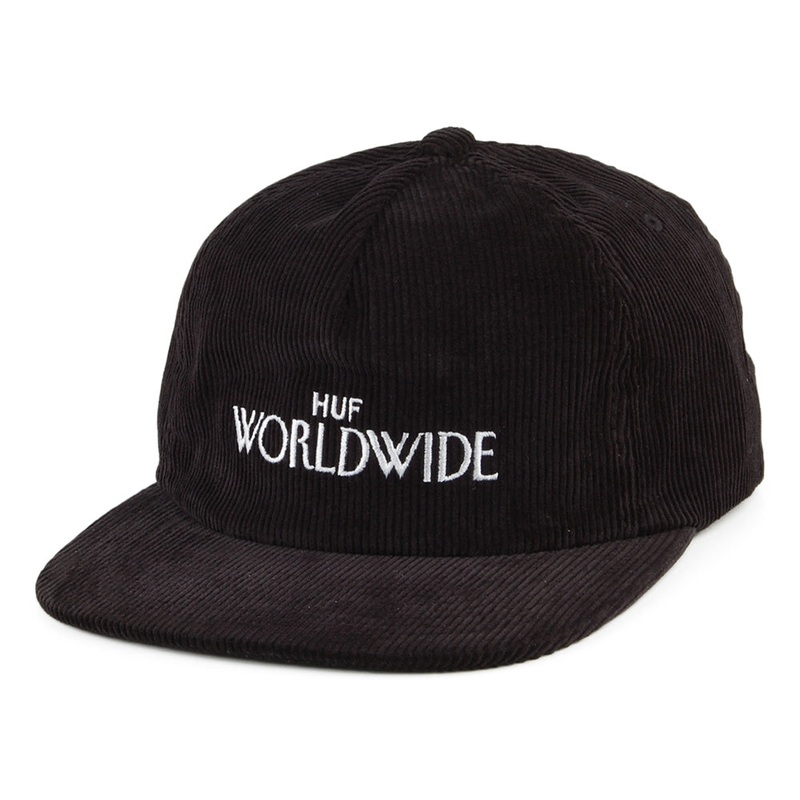 HUF Archive Corduroy Strapback Cap – Black Adjustable