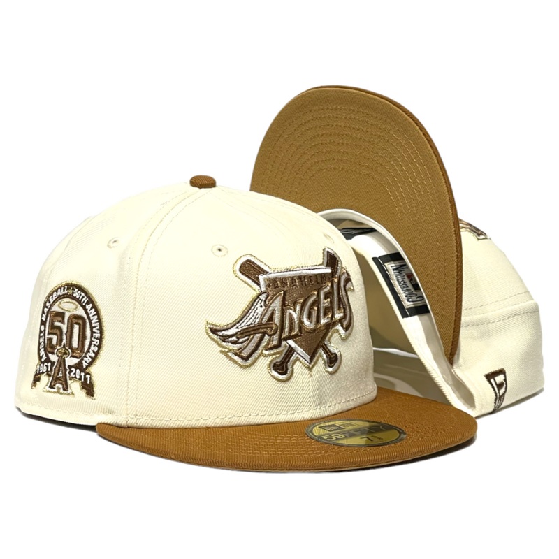 New Era Anaheim Angels 50th Anniversary “Horchata Pack” Chrome/Toasted Peanut 59FIFTY Fitted Hat