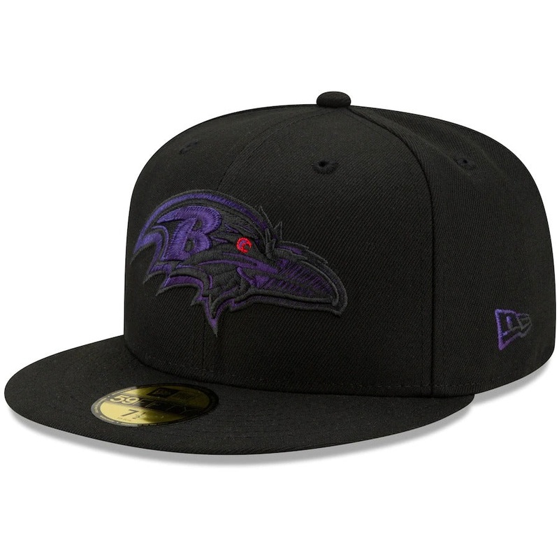 New Era Black Baltimore Ravens Logo Color Dim 59FIFTY Fitted Hat