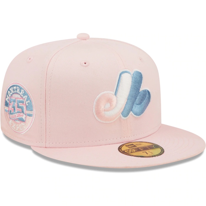 New Era Montreal Expos Pink/Sky Blue 35th Anniversary Cooperstown Collection Undervisor 59FIFTY Fitted Hat