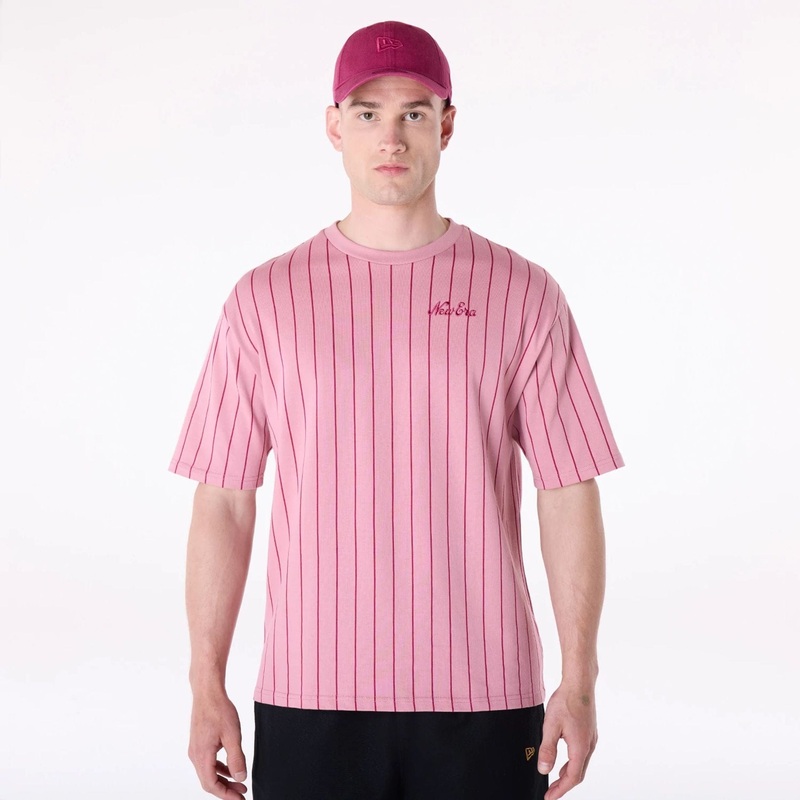 New Era Pinstripe Dark Pink Oversized T-Shirt XS