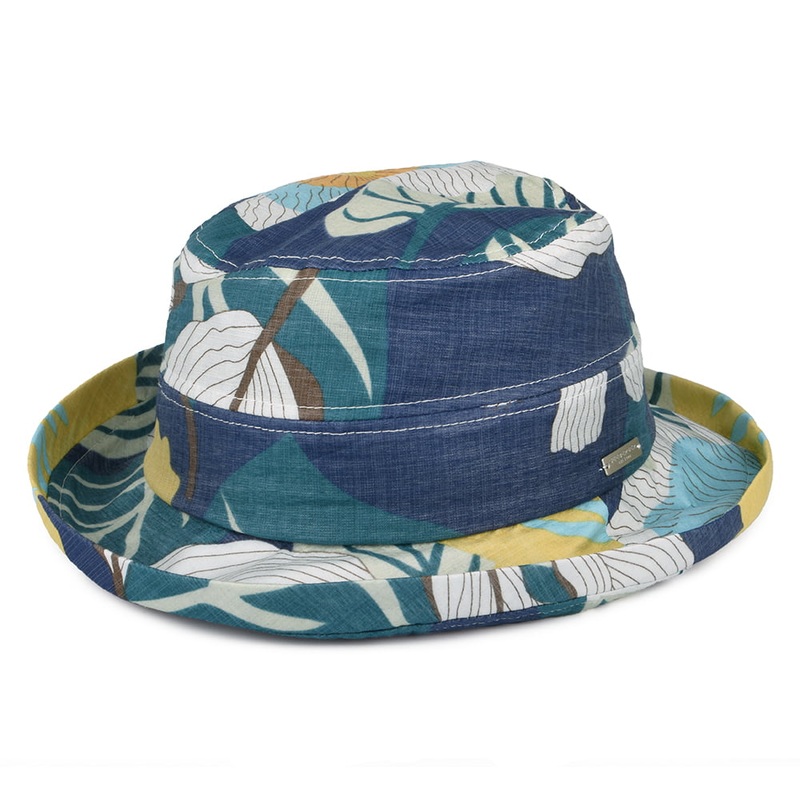 Seeberger Hats Bolero Floral Bucket Hat – Ink Blue-Multi 1-Size