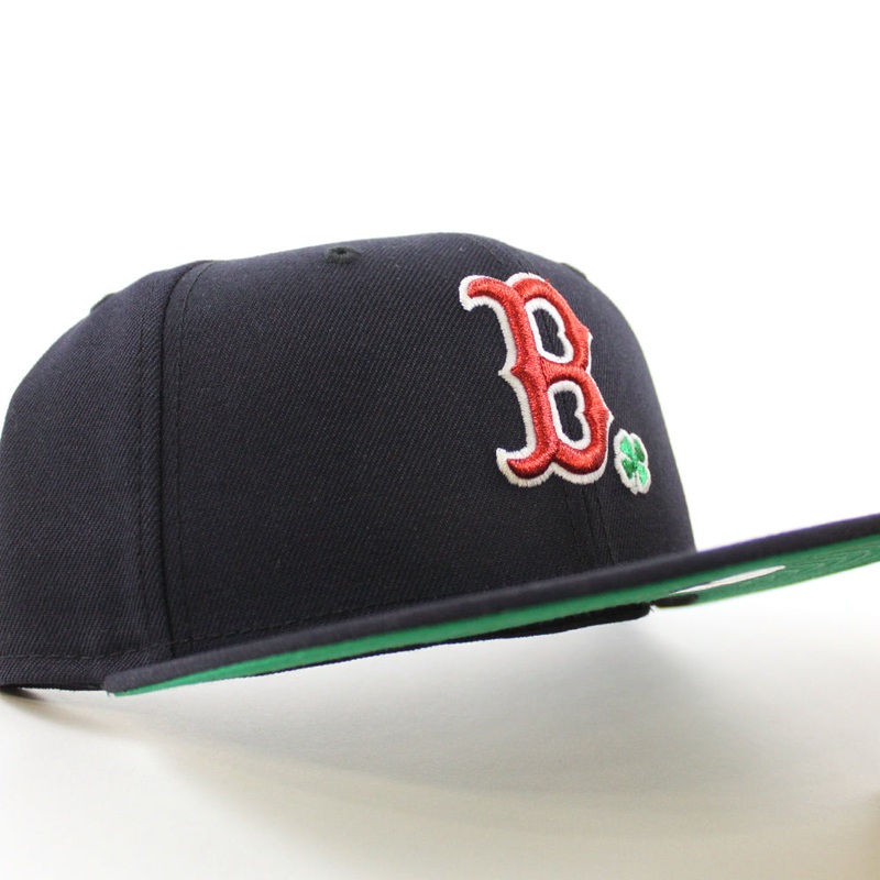 Boston Red Sox Clover New Era 59Fifty Fitted Hat (Navy Green Under Brim) 6 7/8