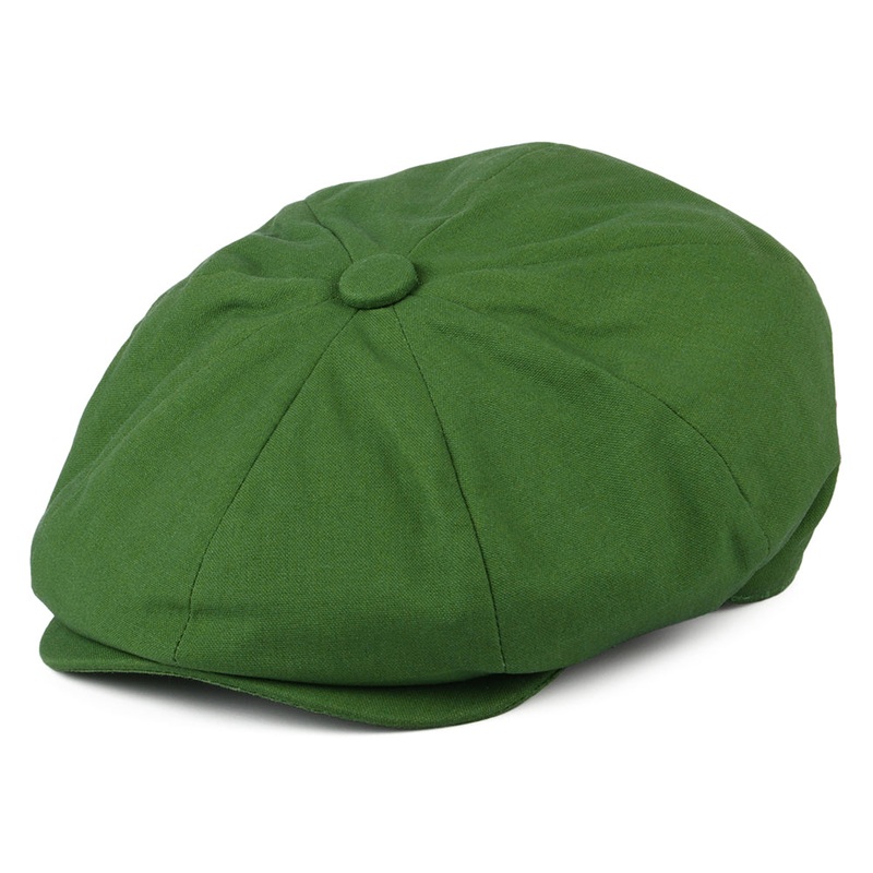 Christys Hats Cotton-Linen 8 Piece Newsboy Cap – Green S