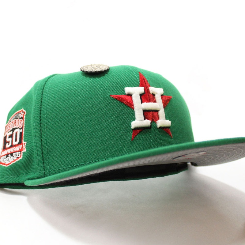 Houston Astros 50th Anniversary New Era 59Fifty Fitted Hat (Halftime Cheer Pack Glow in the Dark Logo Kelly Gray 3M Under Brim) 7