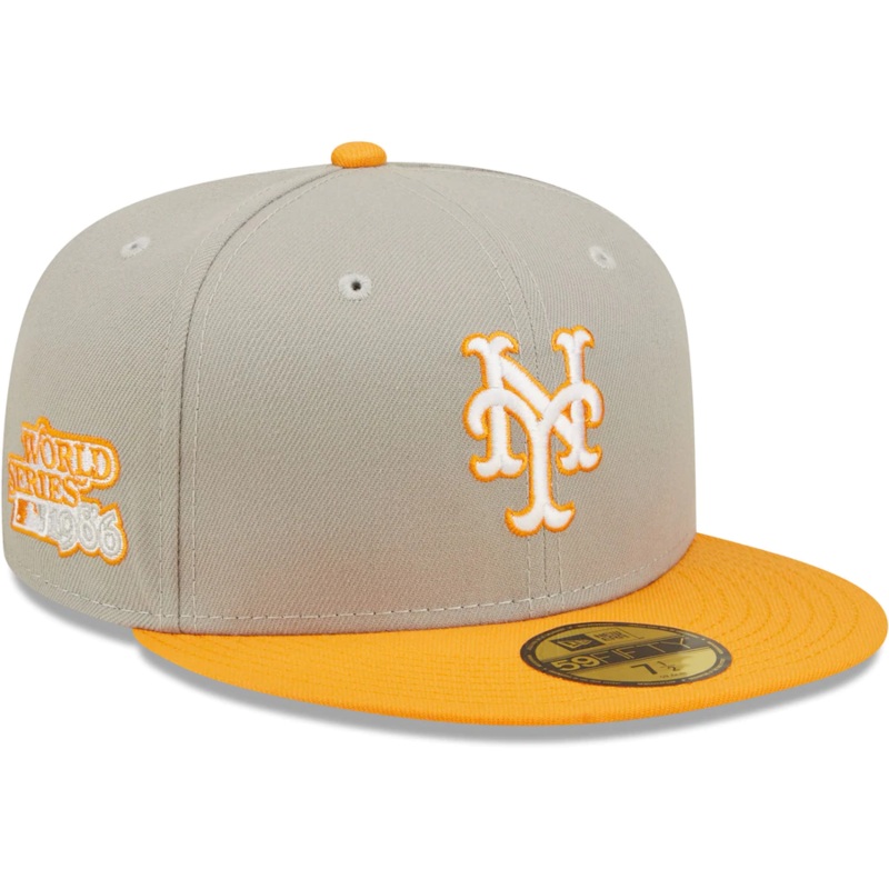 New Era New York Mets Gray/Orange 1986 World Series Cooperstown Collection Undervisor 59FIFTY Fitted Hat