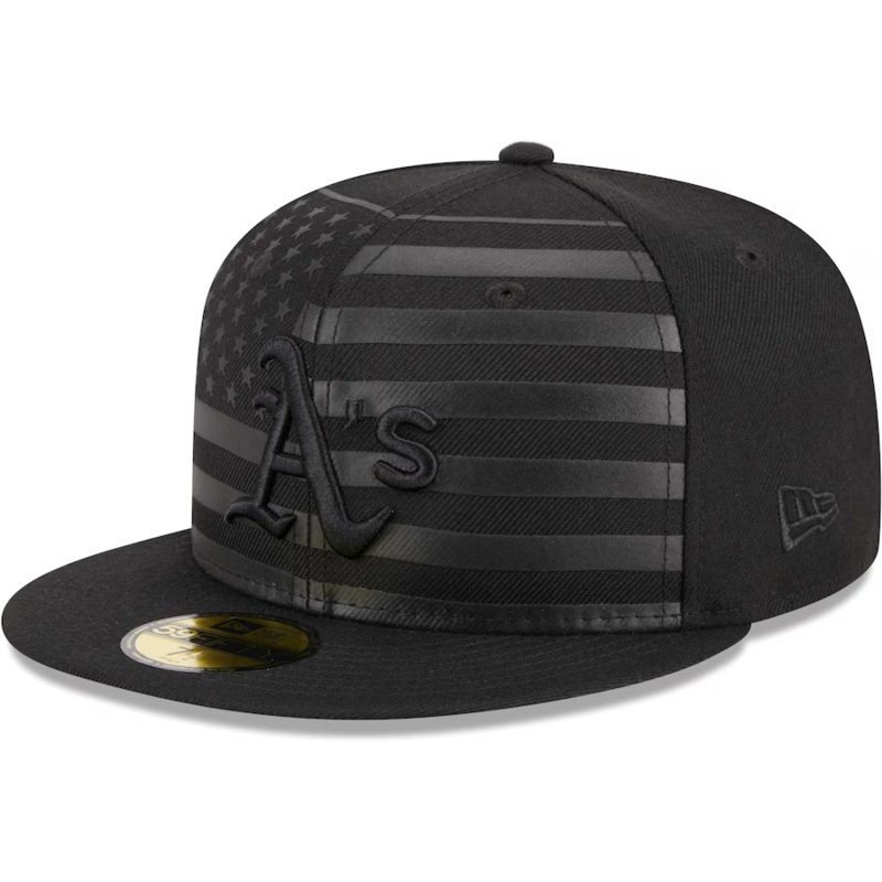New Era Oakland Athletics All Black American Flag 2023 59FIFTY Fitted Hat