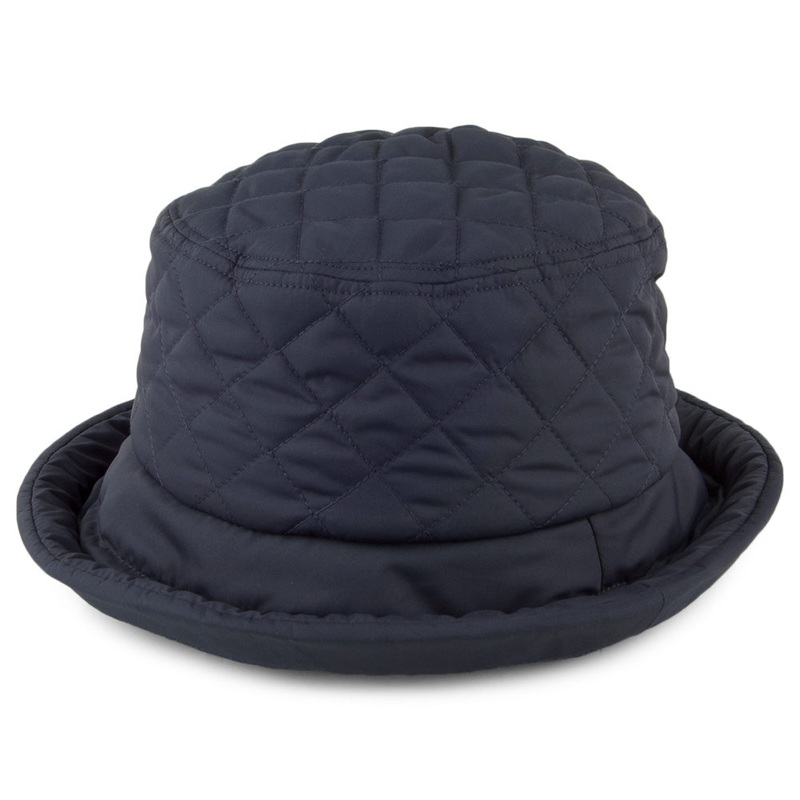 Scala Hats Maia Quilted Waterproof Rain Hat – Navy Blue 1-Size