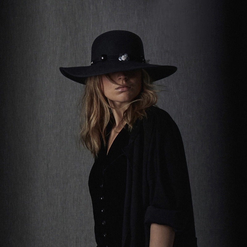 Seeberger Hats Flower Wool Felt Floppy Hat – Black 1-Size