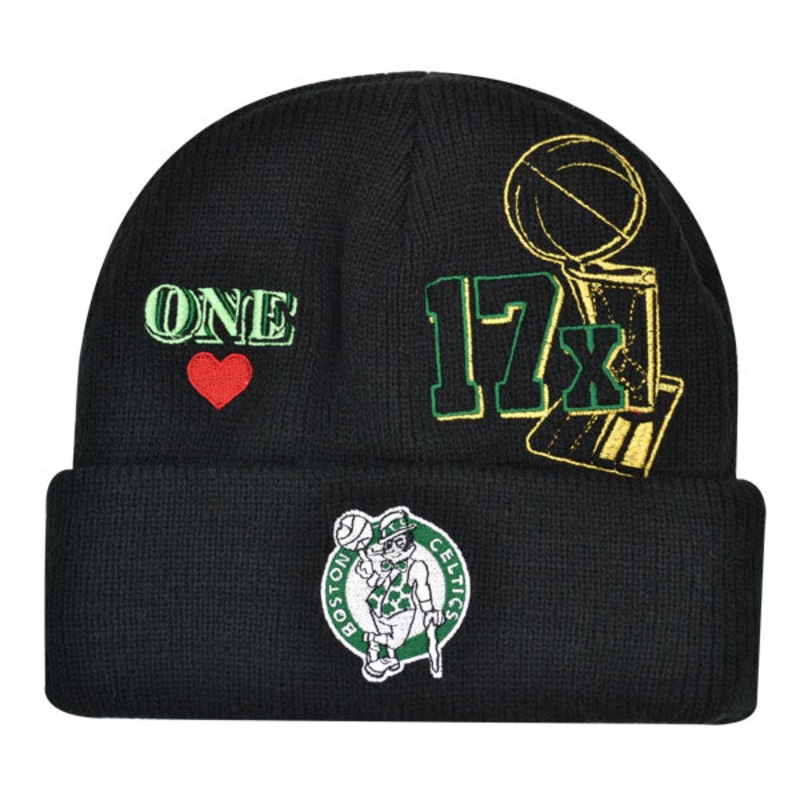 Boston Celtics Mitchell & Ness HYPERLOCAL Cuffed Knit NBA Hat – Black/Green