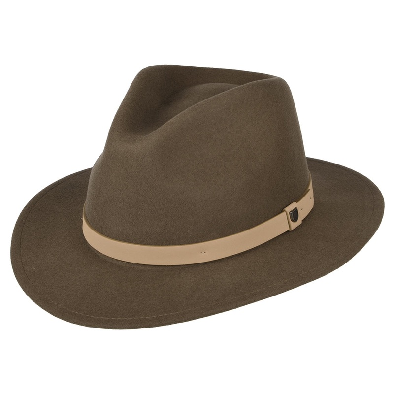 Brixton Hats Messer Wool Felt Fedora Hat – Brown-Natural Small-56cm