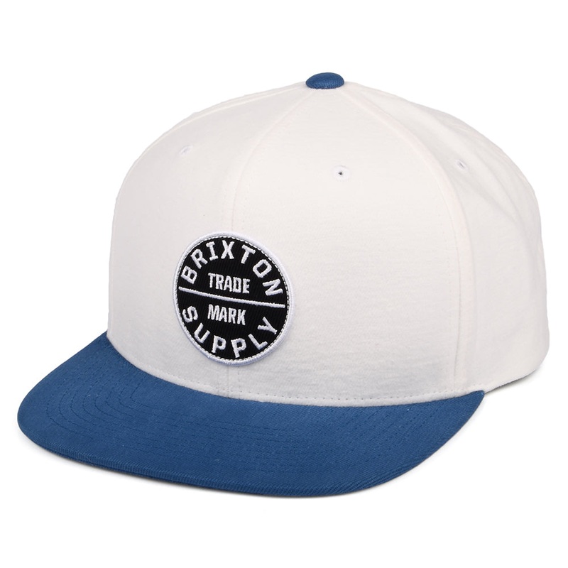 Brixton Hats Oath III Snapback Cap – Off White-Sky Blue Adjustable