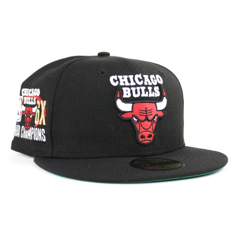 Chicago Bulls NBA CHAMP New Era 59fifty Fitted Hat (Black Gray Under Brim) 6 7/8