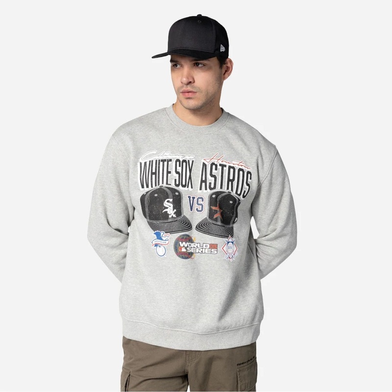 Chicago White Sox VS Houston Astros MLB Dueling Logos Sport Classic Grey Crewneck Sweater S