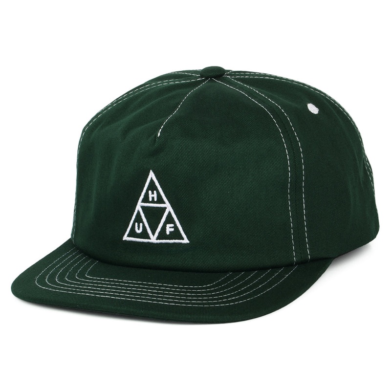 HUF Triple Triangle Unstructured Snapback Cap – Pine Green-White Adjustable