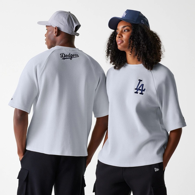 LA Dodgers MLB Waffle Grey Oversized T-Shirt XS