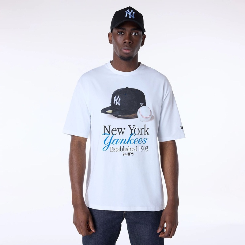 New York Yankees MLB Script White T-Shirt XS