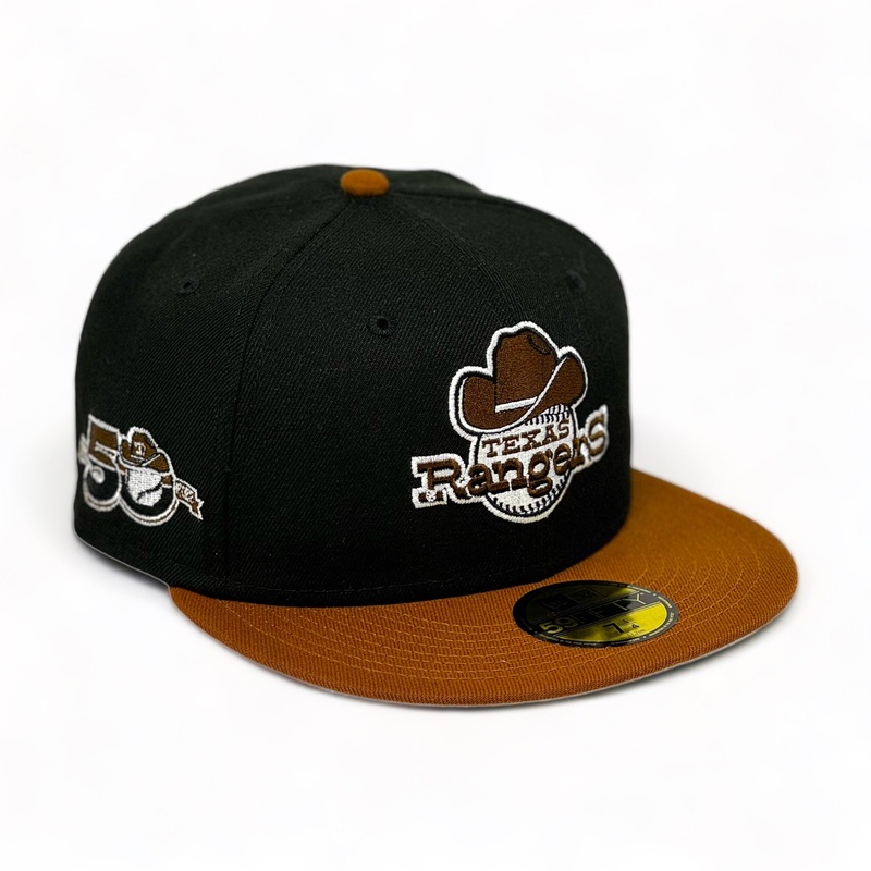 TEXAS RANGERS (BLACK/T-PEA) (50TH ANN) NEW ERA 59FIFTY FITTED ( 67/8