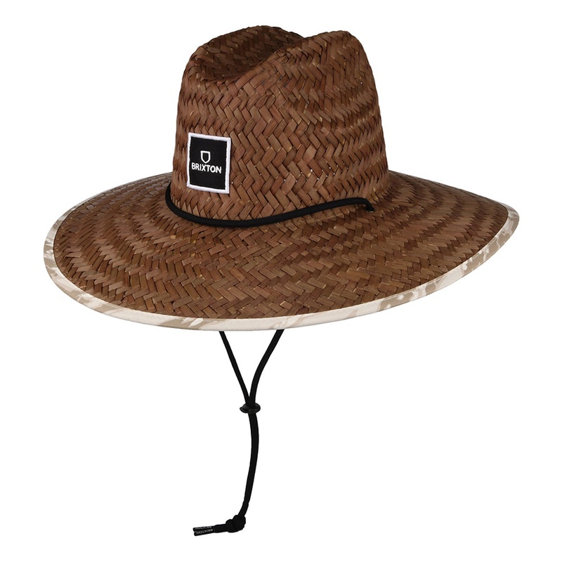 Brixton Hats Alpha Square Straw Lifeguard Hat – Toffee-Off White Small/Medium