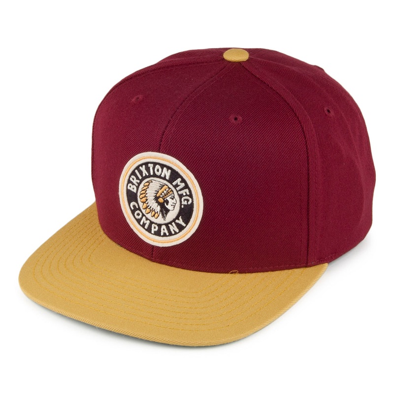 Brixton Hats Rival Snapback Cap – Burgundy-Yellow Adjustable