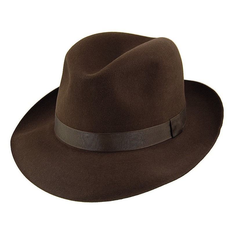 Christys Hats Foldaway Fur Felt Fedora Hat – Brown 55
