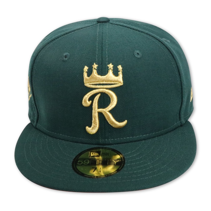 KANSAS CITY ROYALS (DARK GREEN) “50TH ANN” NEW ERA 59FIFTY FITTED (RED UNDER VISOR) 67/8