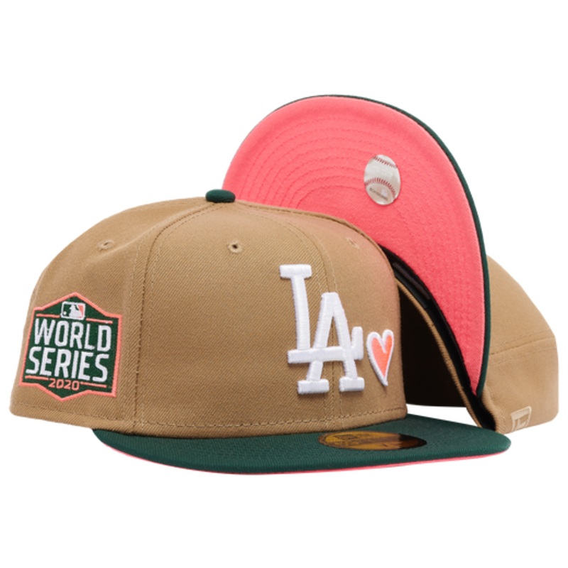 New Era x Champs Sports Los Angeles Dodgers x Tan/Pine Green Pink Hearts 59FIFTY Fitted Hat