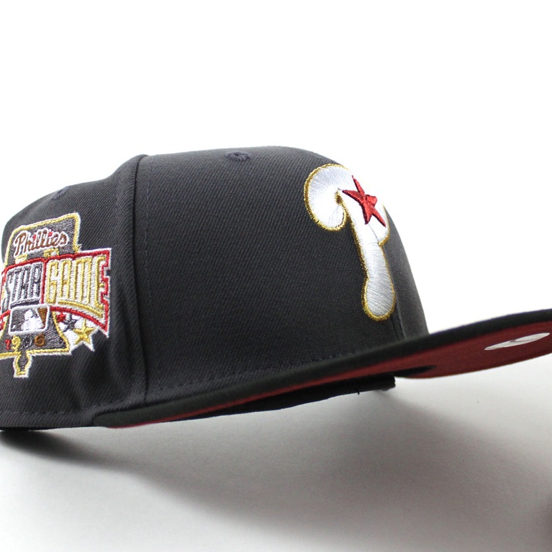 Philadelphia Phillies 1996 All Star Game 59Fifty New Era Fitted Hat (Graphite Gray Black Red Under Brim) 7