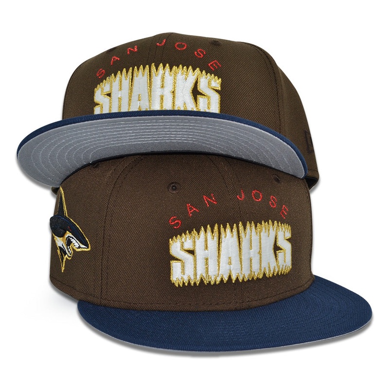 San Jose Shark “STREET SHARKS” Exclusive New Era 59Fifty Fitted Hat – Walnut/Oceanside 6 7/8