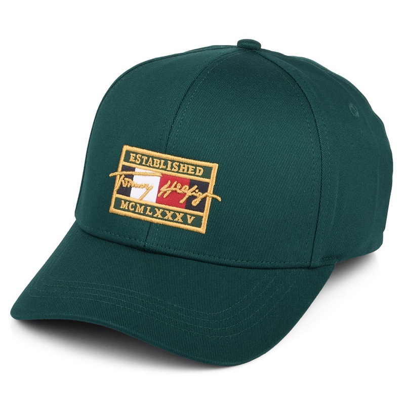 Tommy Hilfiger Hats TH Patch Signature Baseball Cap – Bottle Green Adjustable