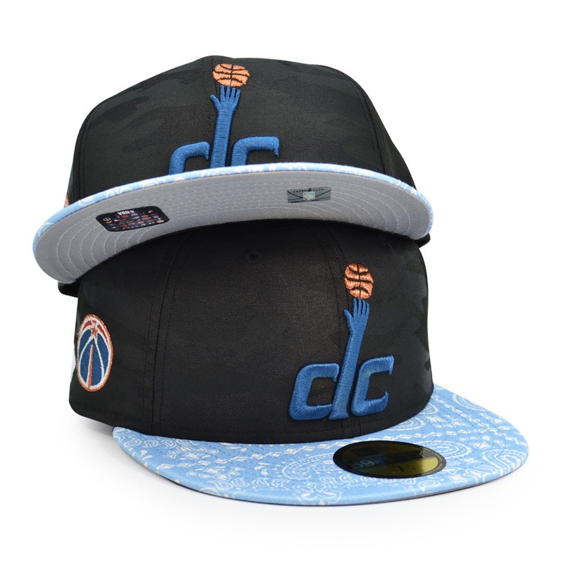 Washington Wizards NBA Exclusive New Era 59Fifty Fitted Hat – Tonal Black Camo/Paisley 6 7/8